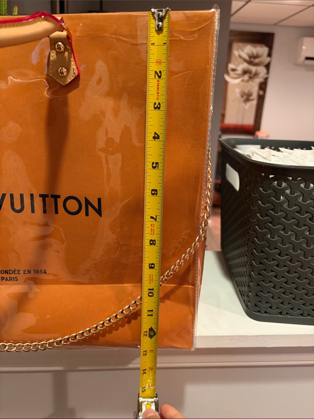 Louis Vuitton Orange Clear Tote with Gold Chain and Pink Scarf Accent - Picture 11 of 13